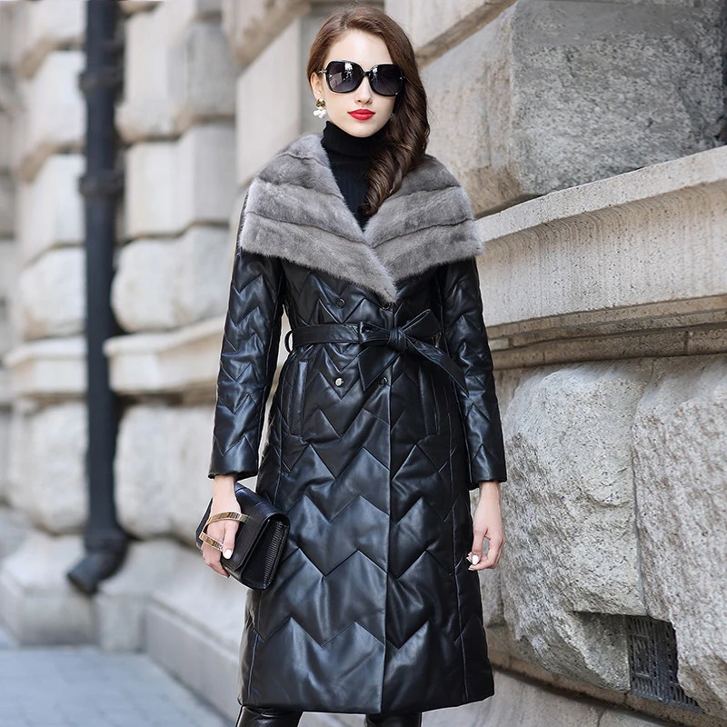 Женская теплая кожаная куртка из искусственной овчины размера плюс 5XL Зимняя