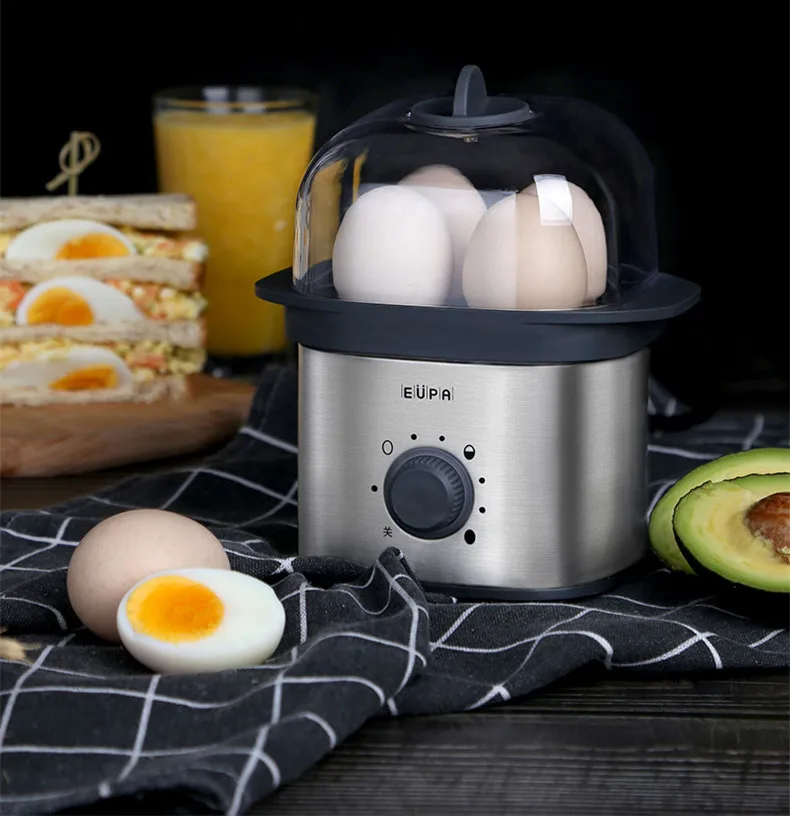 

220V Electric Egg Boiler Stainless Steel Automatic Egg Cooker Household Mini Steamed Custard Cooking Pot Breakfast Machine