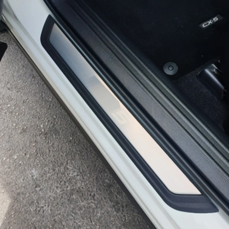 

Stainless Steel For Mazda CX-5 CX5 2017 2018 2019 2020 Door Sill Trim Protectors Guard Cover Trim Car Styling accessories 4pcs