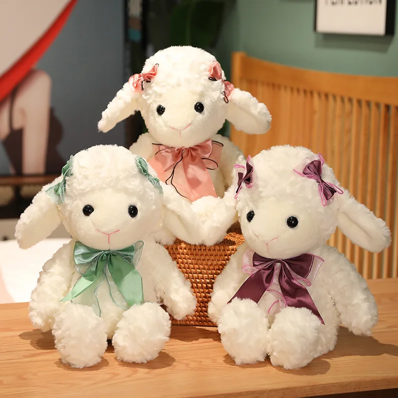 

Мягкая плюшевая игрушка с милым овечьим бантом, 30-60 см, набивные Мультяшные животные, кукольная подушка для девочек, детский сюрприз, рождес...
