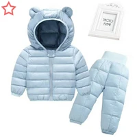 autumn winter baby boy girl clothing childrens set thin hooded jacket toddler down jacket set outerwear 2pcs kids clothing suit
