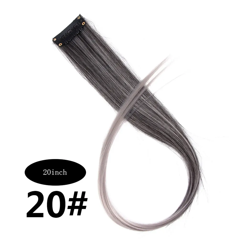 darkgrey Очаровательные накладные волосы на заколках для наращивания с эффектом омбре, чистый цвет, прямые Длинные Синтетические волосы, накладные волосы на заколках, 2 тона - Цвет: darkgrey