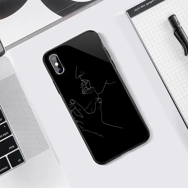

Black Rose Lover Harajuku Phone Case Tempered glass For iphone 5C 6 6S 7 8 plus X XS XR 11 PRO MAX
