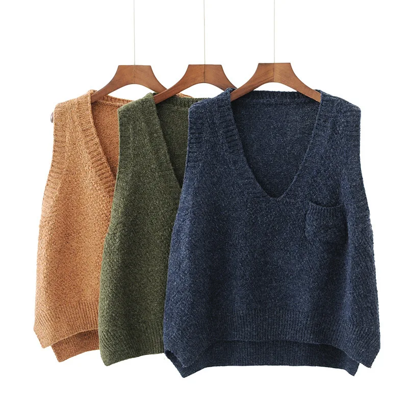 Cashmere Winter Spring Warm Sweater Vest Women V-Neck Knitted Vest Female Casual Tank Tops Sleeveless Loose Twist Knit Pullovers