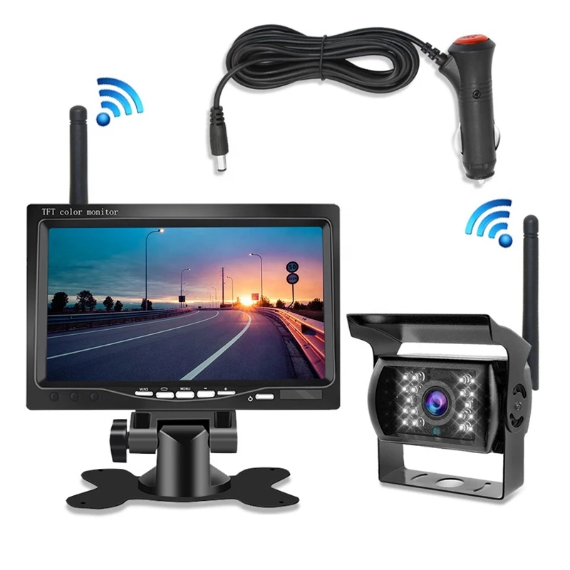 

7Inch Monitor Wireless Rear View Backup Camera Night Vision System for Car RV Truck Bus