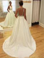 2021 new wedding dress a line backless satin beading custom made bridal gown vestido de mariage