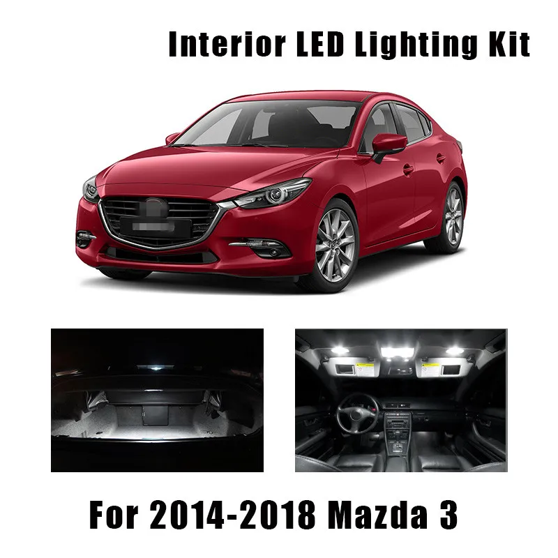 

8 Bulbs White LED Car Map Dome Light Interior Kit Fit For 2014 2015 2016 2017 2018 Mazda 3 Sedan Trunk Cargo License Plate Lamp