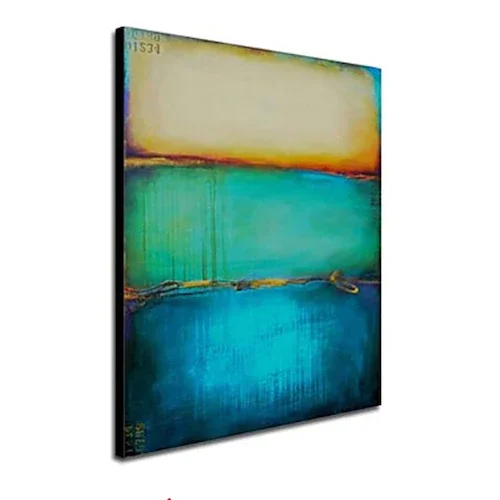 

ORIGINAL Hand-Painted Abstract Color Yellow-Green-Blue Canvas Oil Painting