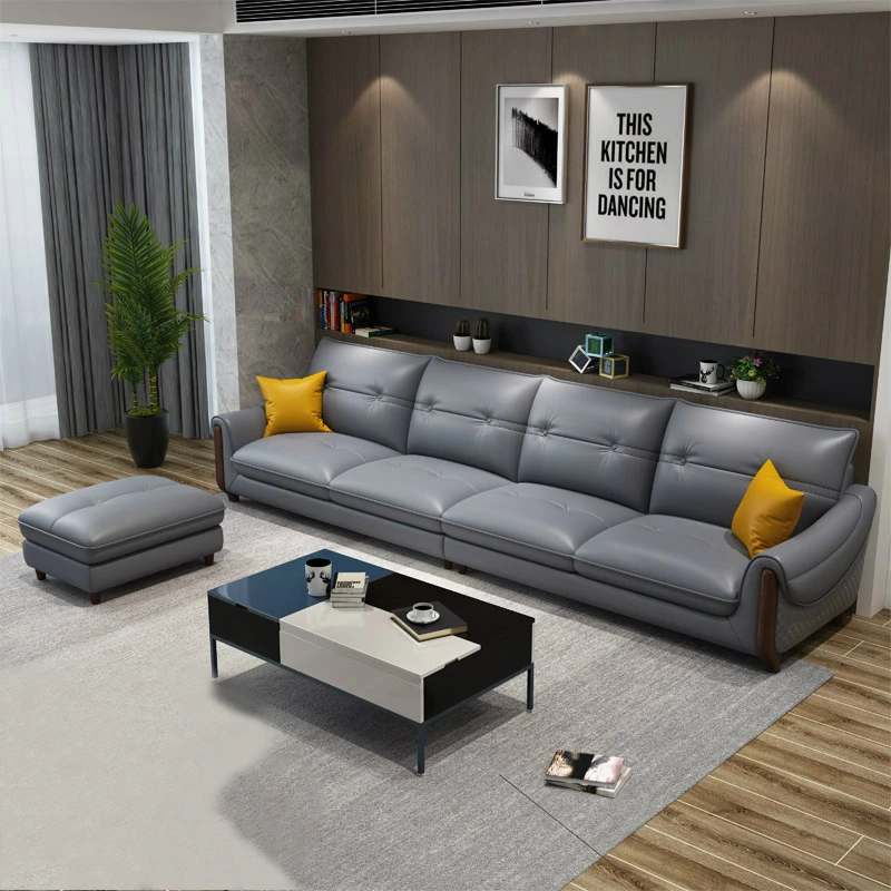 Кожаный комбинированный диван в скандинавском стиле под заказ роскошный кожаная