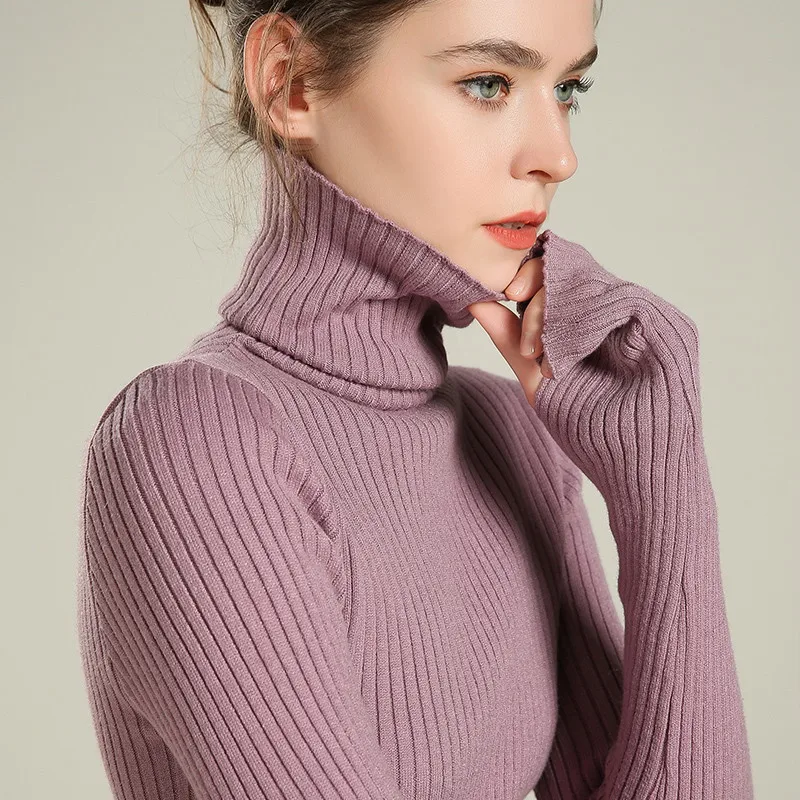 Женский свитер с высоким воротом рукав отверстием для большого пальца тянущийся