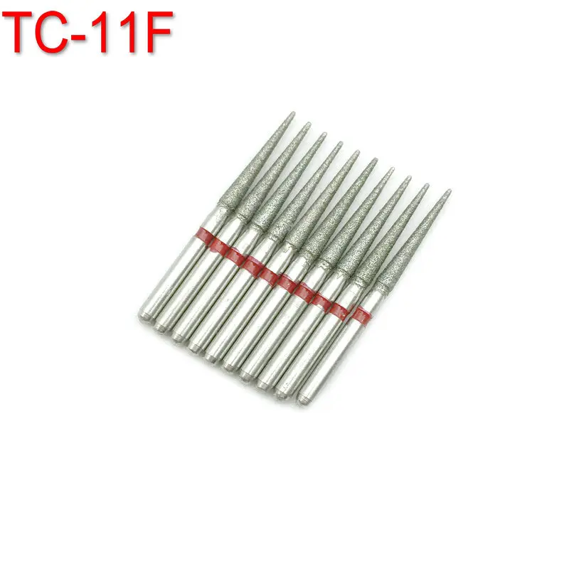 10pcs FG Dental Diamond Burs Drill Dia-burs for High Speed Handpiece Fine 1.6mm Dentist Tools TC-11F