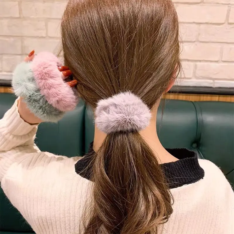 2019 New Winter Plush Scrunchies Women Girl Imitation Mink Elastic Hair Rubber Bands Accessories Tie Ring Holder Headdress |