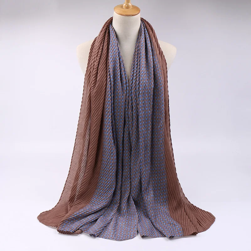 Высокое качество хлопок морщинка Хиджаб Платки плиссированное платье в стиле