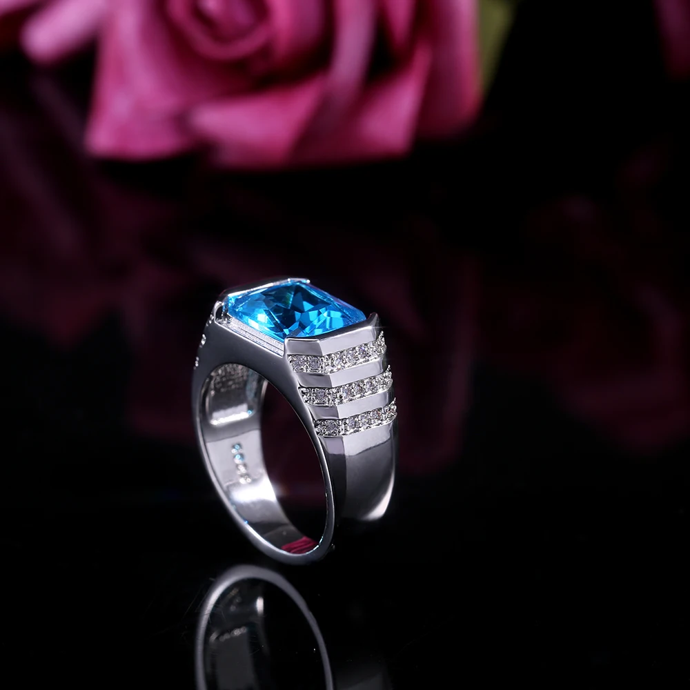 Rich Tree fashion round inlaid zircon women jewelry ring Punk style geometric square Golden engagement women's wedding | Украшения и