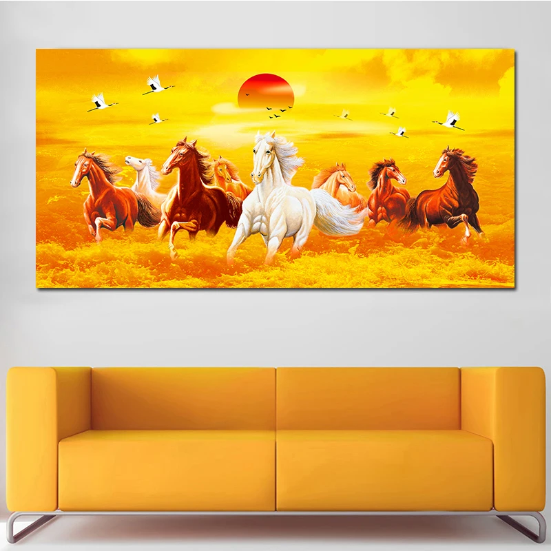 Муту The Eight Running Horse Холст Искусство животное настенное искусство постер картинки