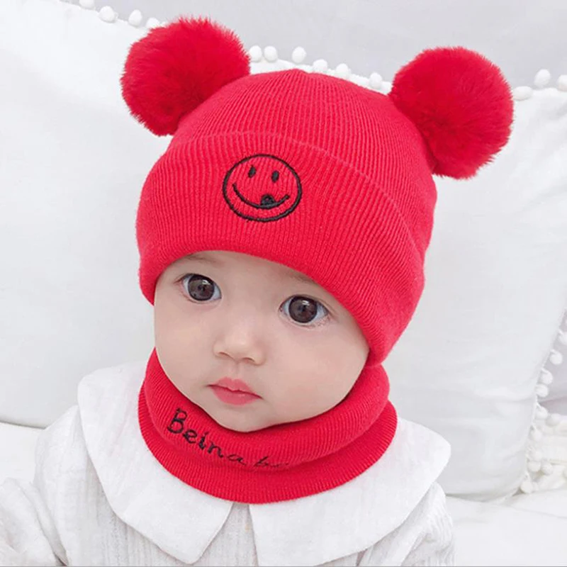 LA Baby Beanies/комплект с шапочкой для маленьких детей шапка надписью Smile шарф зимний
