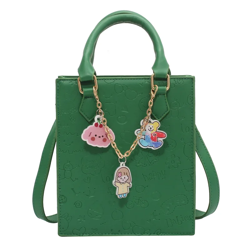 

2021 Spring and Summer New Korean Style Fashionable Shoulder Messenger Bag Textured Embossed Portable Small Square Bag for Women
