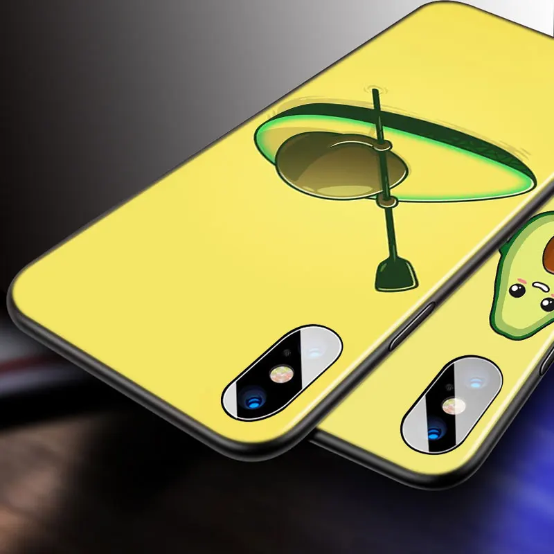 

Cute Cartoon Avocado Food For Apple iPhone 12 11 Pro Max mini XS Max XR X 8 7 6 6S Plus 5S SE 2020 Soft Black Phone Case