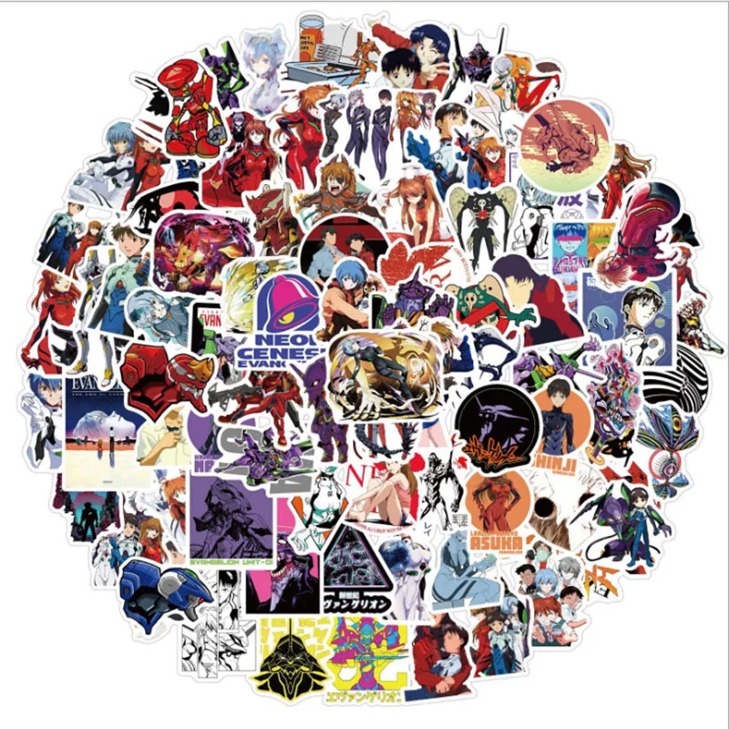 

100 pcs Evangelion Graffiti Waterproof Skateboard Travel Suitcase Phone Laptop Luggage Stickers Cute Kids Girl Toys