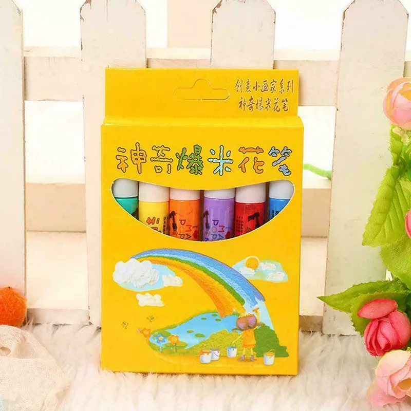 

6 Pcs Magic Popcorn Pen 3D Art Safe for Greeting Birthday Cards Children HEE889