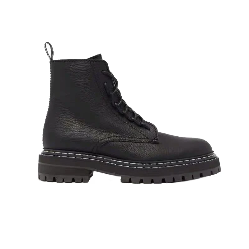 Красные ботинки модные Martens на низком каблуке со шнуровкой женские ботильоны