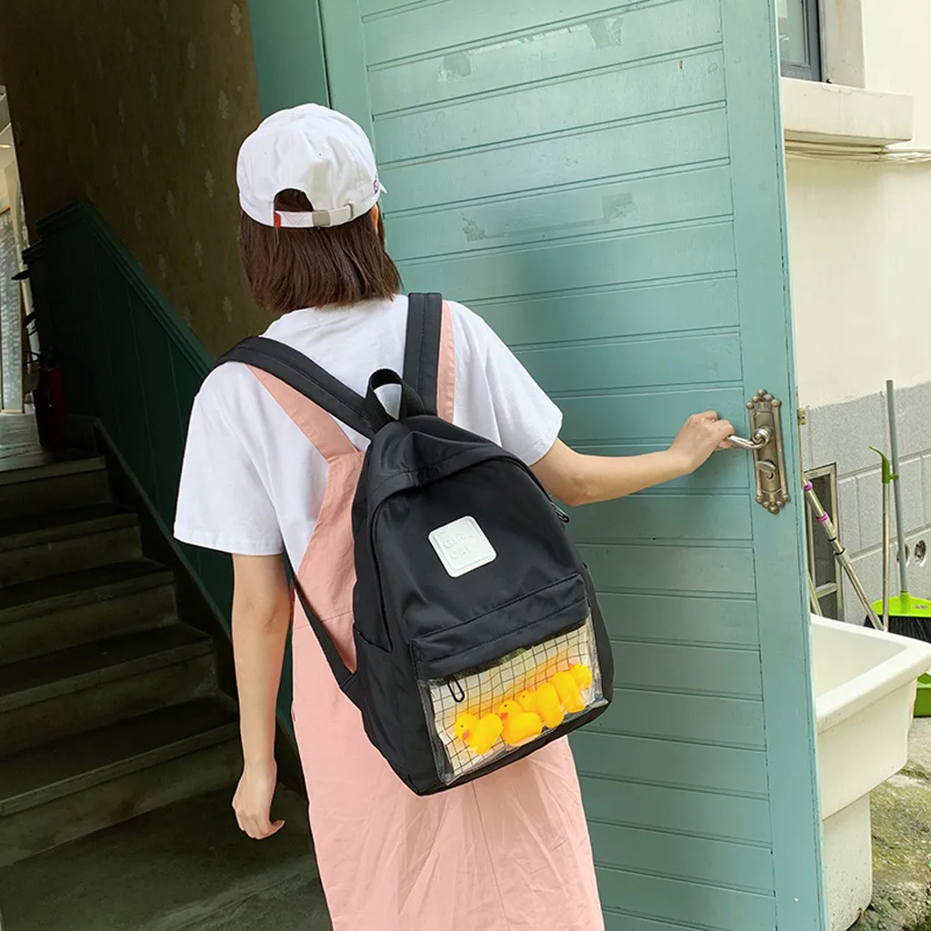 Harajuku прозрачные холщовые женские рюкзаки, школьные сумки для девочек-подростков, женские рюкзаки высокого качества для путешествий, рюкзаки Mochila