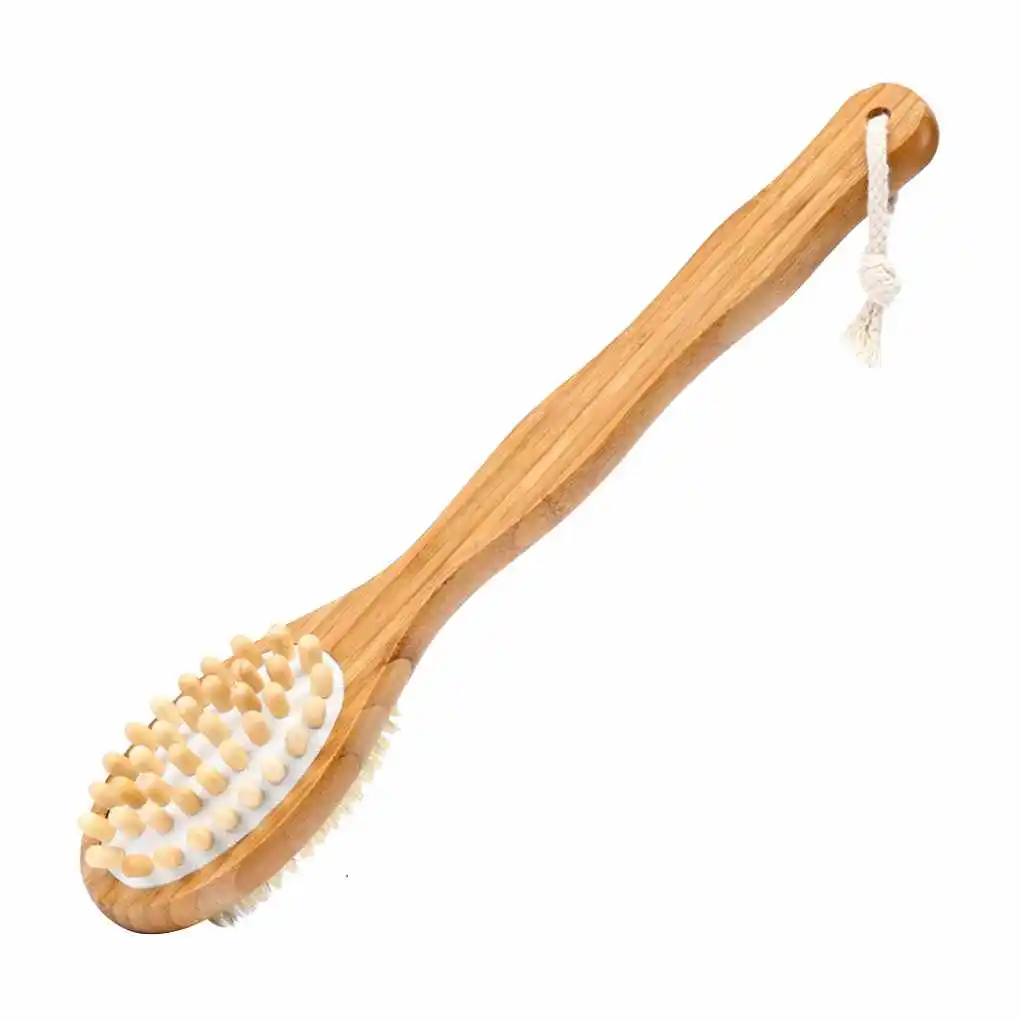 

Двухсторонняя Массажная щетина, длинная деревянная ручка, щетка для ванны, спа-душа, скребок для очистки тела