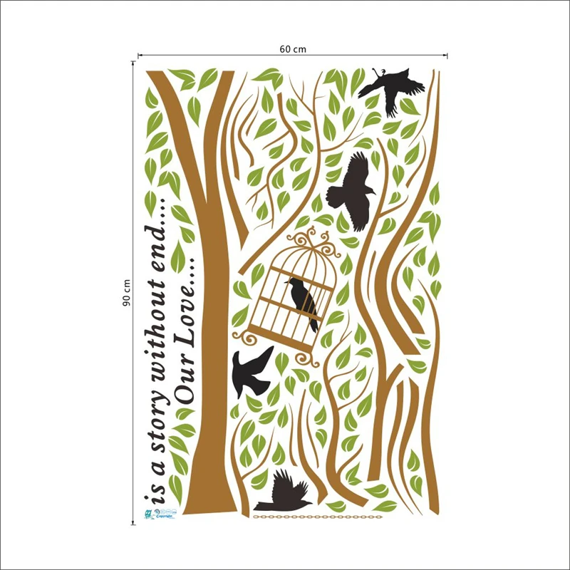 

Bird On Big Tree Wall Sticker For Office Shop Living Room Decorations Diy Pastoral Plant Wall Mural Art Home Decals Pvc Posters