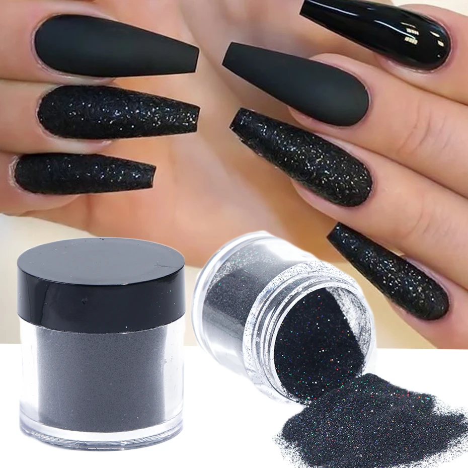 

1Box Holographic Nail Powder Sugar Glitter Dipping Powder Nail Chrome Pigment Gel Polish Sparkly White Black Dust NLMN-1