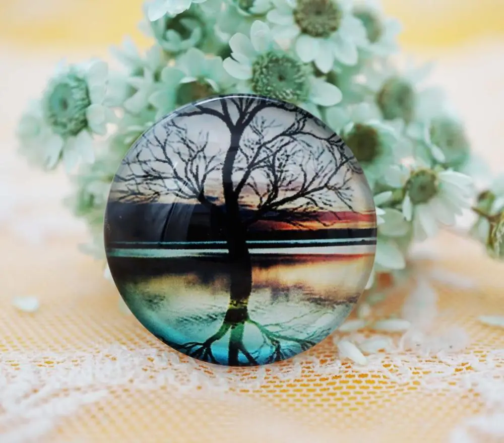 2PCS/lot Round 30MM life Tree Glass Cabochon for make bracelet necklace Jewelry women earring pins brooch craft supply | Украшения и