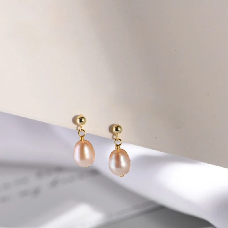 

Genuine 925 Sterling Silver Natural Freshwater Baroque Pearl Unusual Stud Earrings for Women Chic Charming Goth Jewelry 2021 New