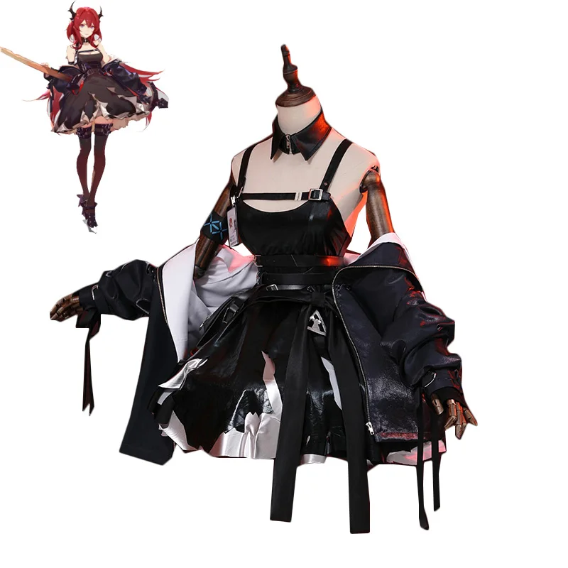Game! Arknights Surtr Cosplay Costume RHODES ISLAND Gothic Suit Women Dress Coat Halloween Carnival Party Uniforms | Тематическая