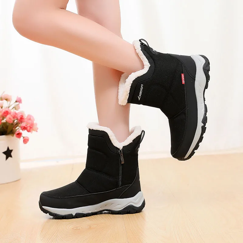 Зимние ботинки 2019 зимняя женская обувь Черные ботильоны теплые
