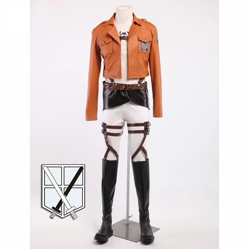 Куртка кожаная короткая для косплея «атака на Титанов»