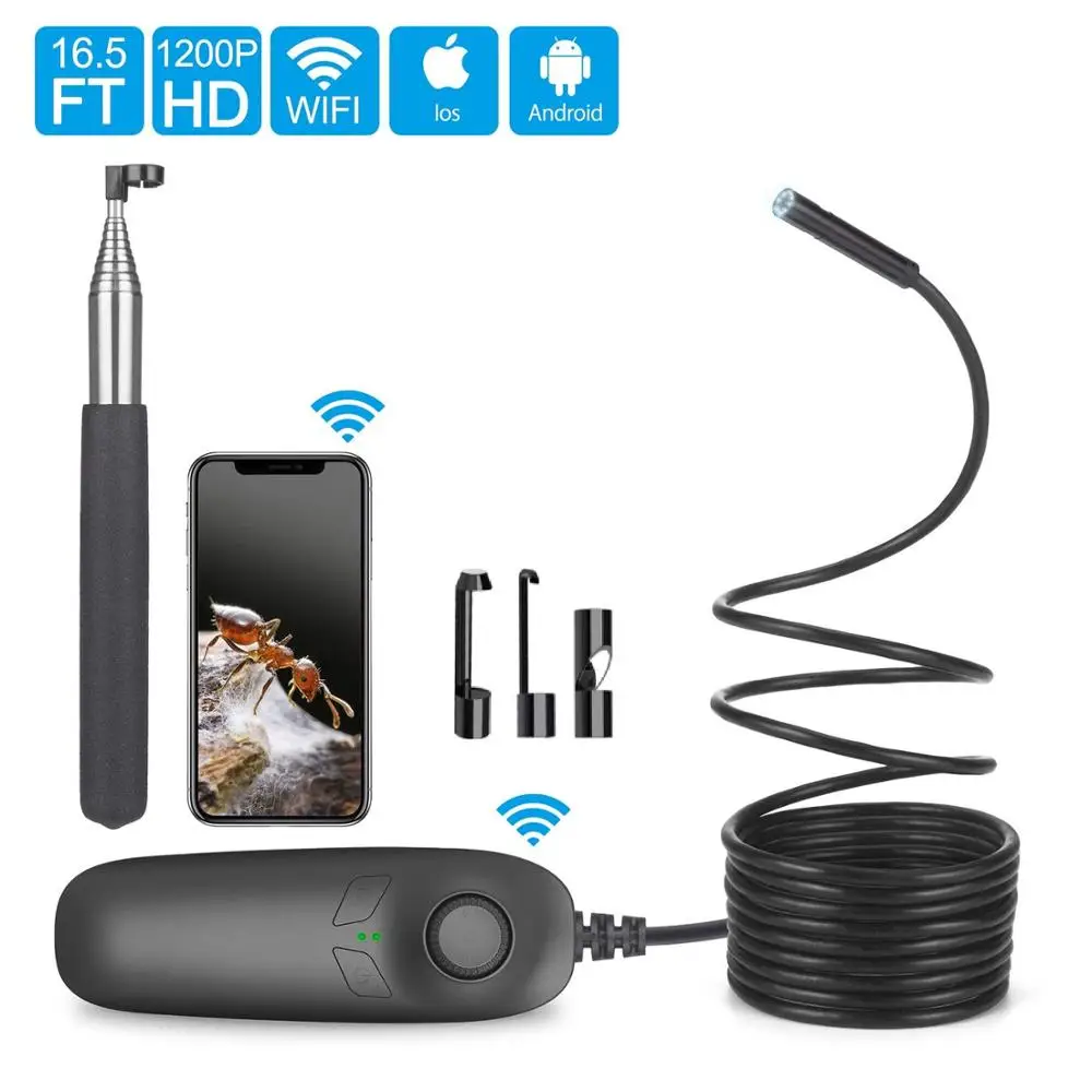 Беспроводной Эндоскоп 3 5 м 1200P Wi Fi HD Полужесткий бороскоп для Android и iPhone