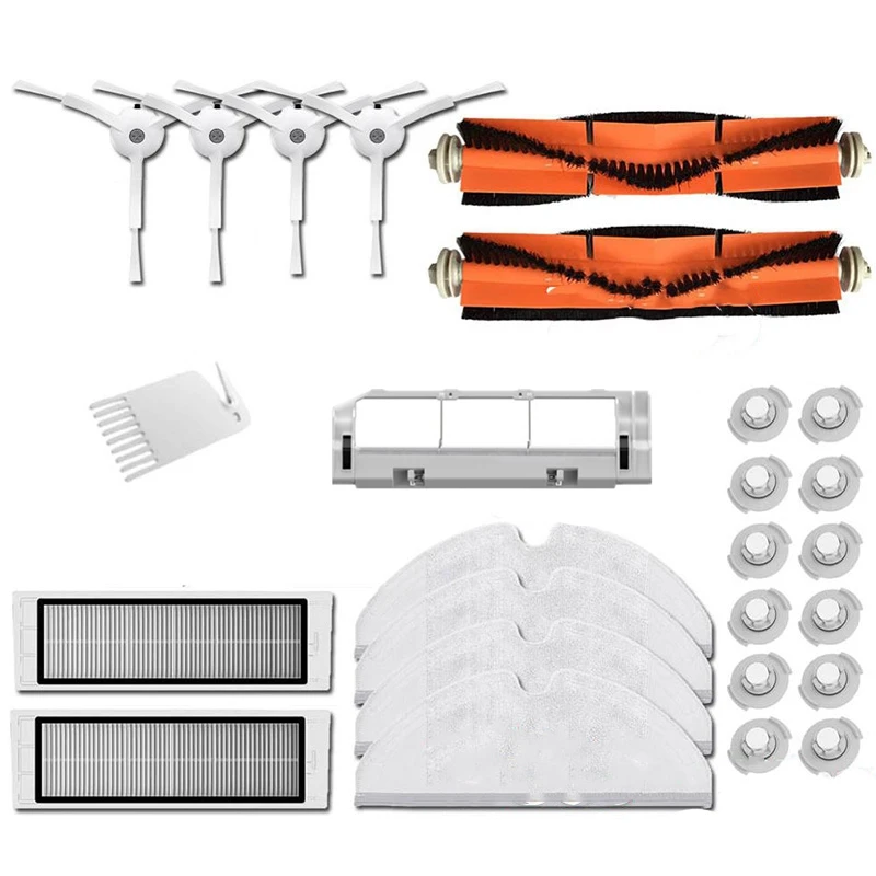 

Наборы аксессуаров для робота-пылесоса Xiaomi Roborock S50, S5, E20, C10, Roborock, в комплекте фильтр, боковая щетка, роликовая щетка, салфетка
