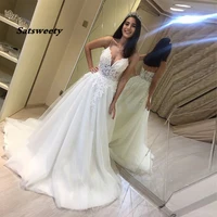 charming illusion wedding dresses v neck spaghetti straps appliques bridal gowns a line floor length white ivory wedding gowns