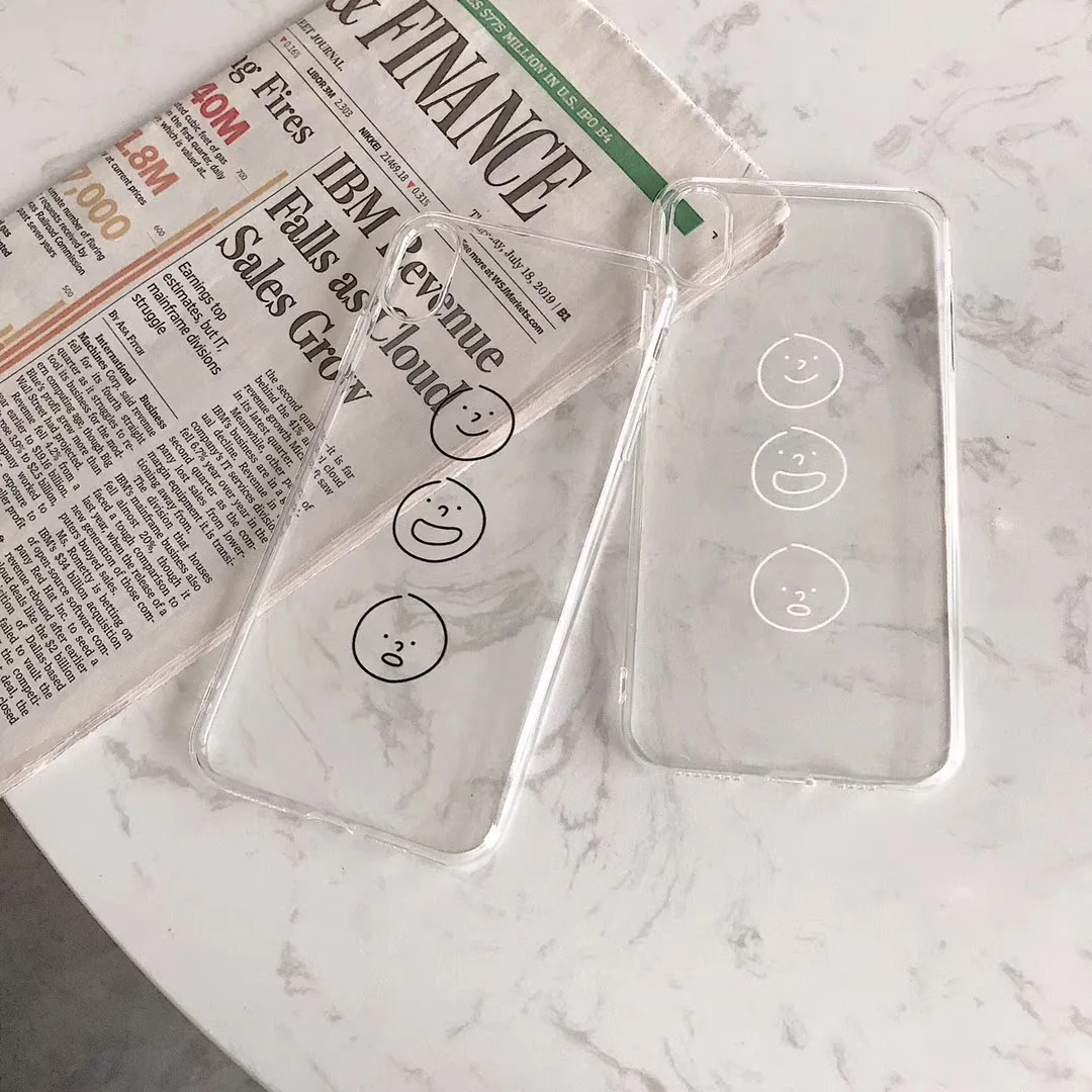 Новый Модный Милый простой чехол для телефона с изображением смайлика iphone Xs MAX XR X