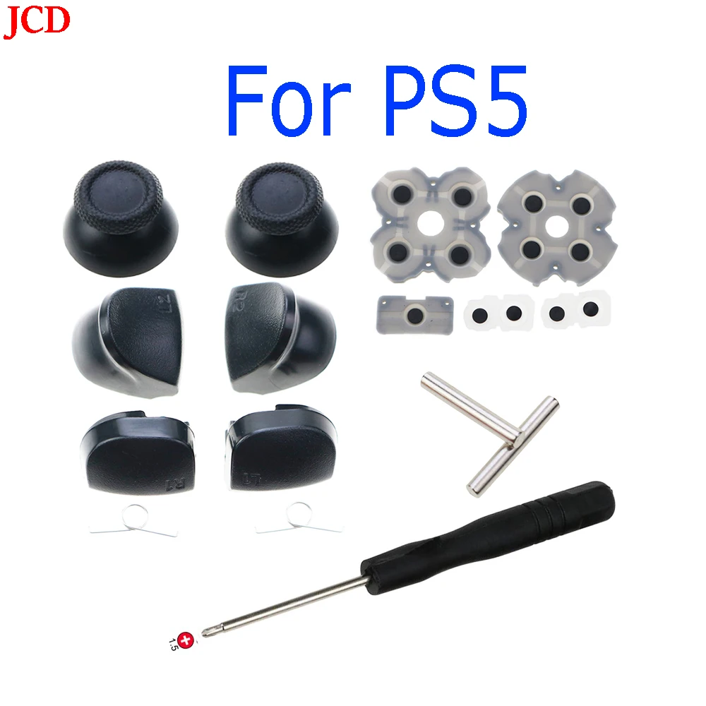 

Джойстик JCD для Play-Station 5 PS5, кнопки триггера L1 R1 L2 R2, аналоговая Проводящая резина, для ремонта геймпада Dualsense