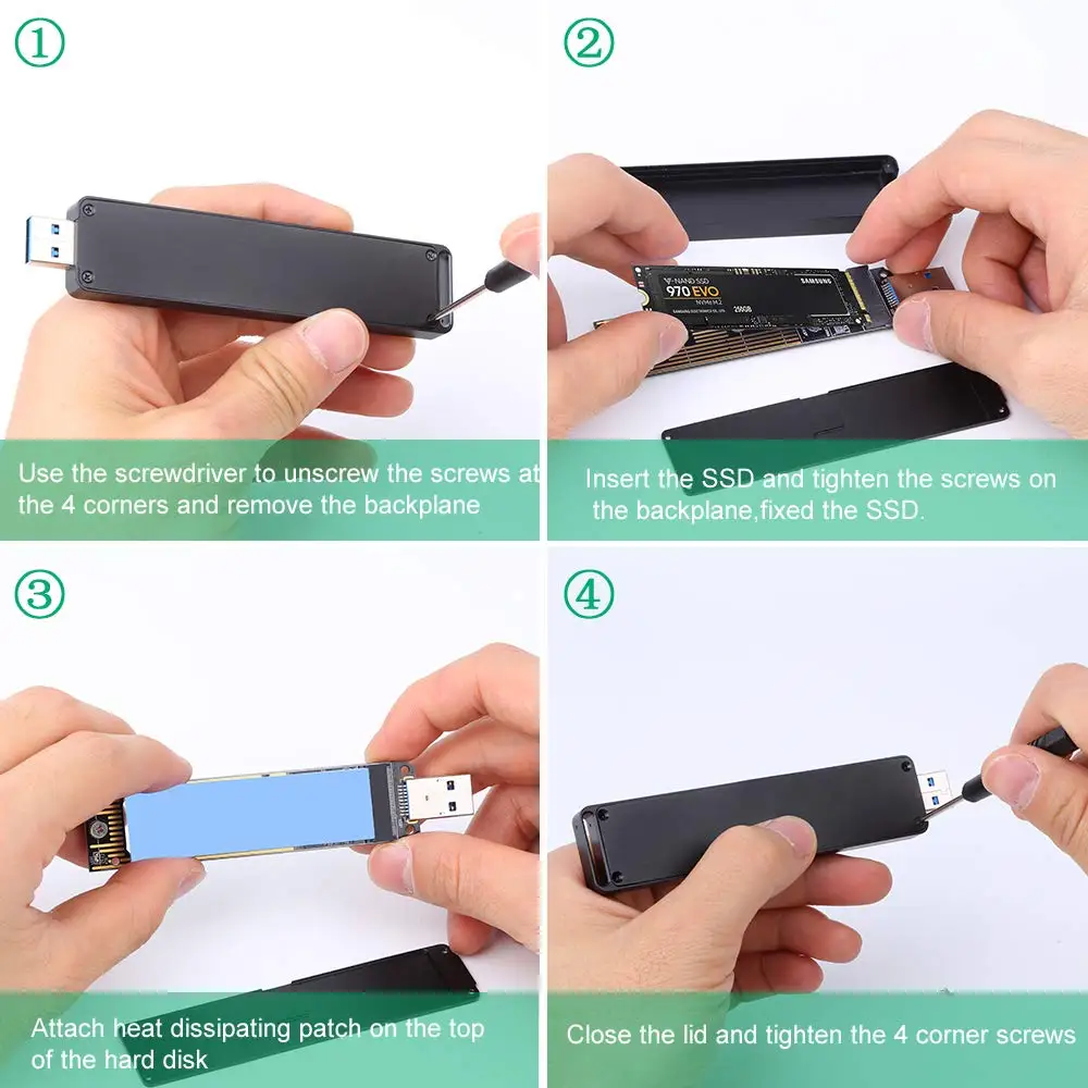 Корпус для внешнего жесткого диска onbian M.2 NVME PCIe SSD USB3.1 Type-A Gen 2 10 Гбит/с корпус NVMe