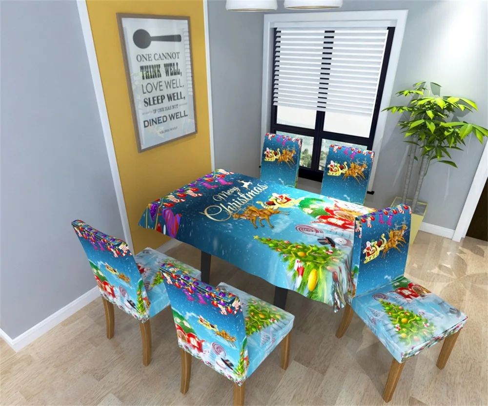 Рождественские декоративные чехлы на стулья эластичные скатерть для