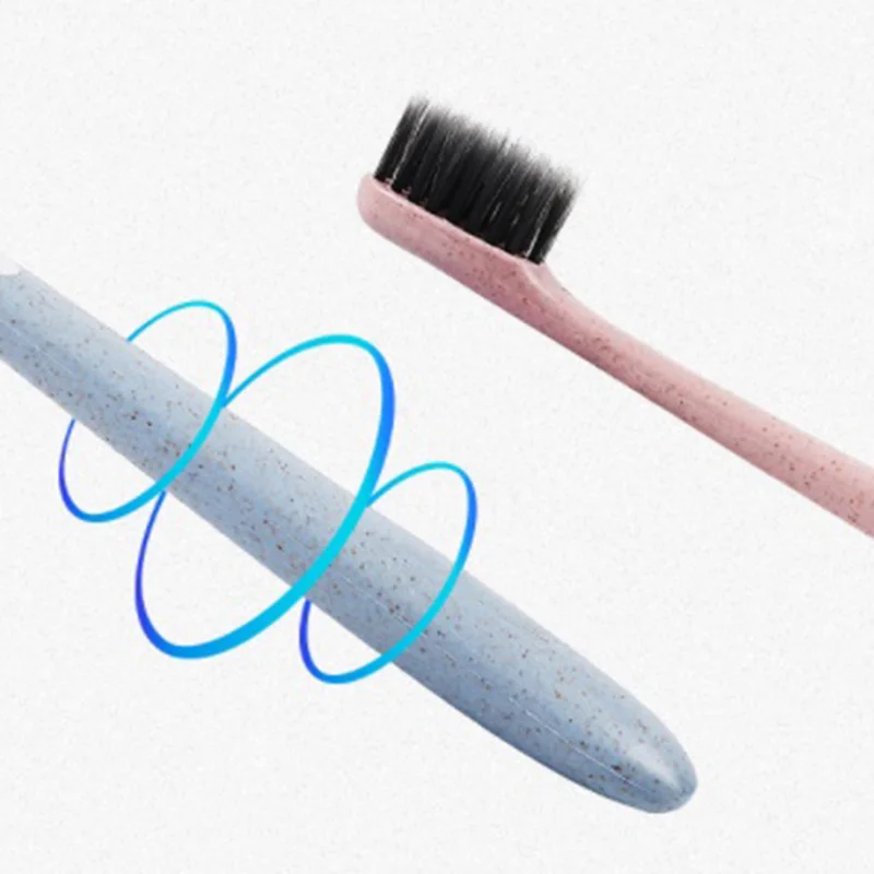 Мягкий Зубная щётка Пшеничная солома для чистки зубов щетка с древесным углем