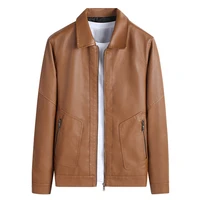 men brown oversize jacket pu leather slim zip up motorcycle jacket faux leather moto biker jackets male long sleeve coat 4xl 3xl