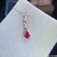 exquisite jewelry 925 sterling silver inlay with natural gem womens popular exquisite water drop ruby pendant necklace support