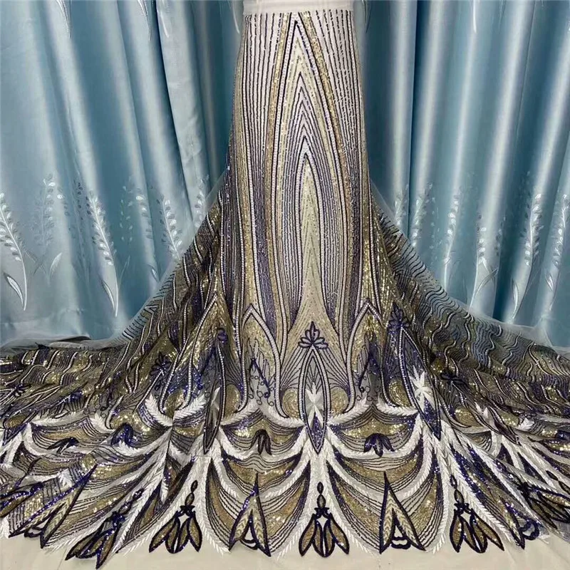

African Lace Fabric 2020 High Quality Embroidered French Net Lace Nigerian Tulle Fabric 5 yards/piece For Dress yy83-75