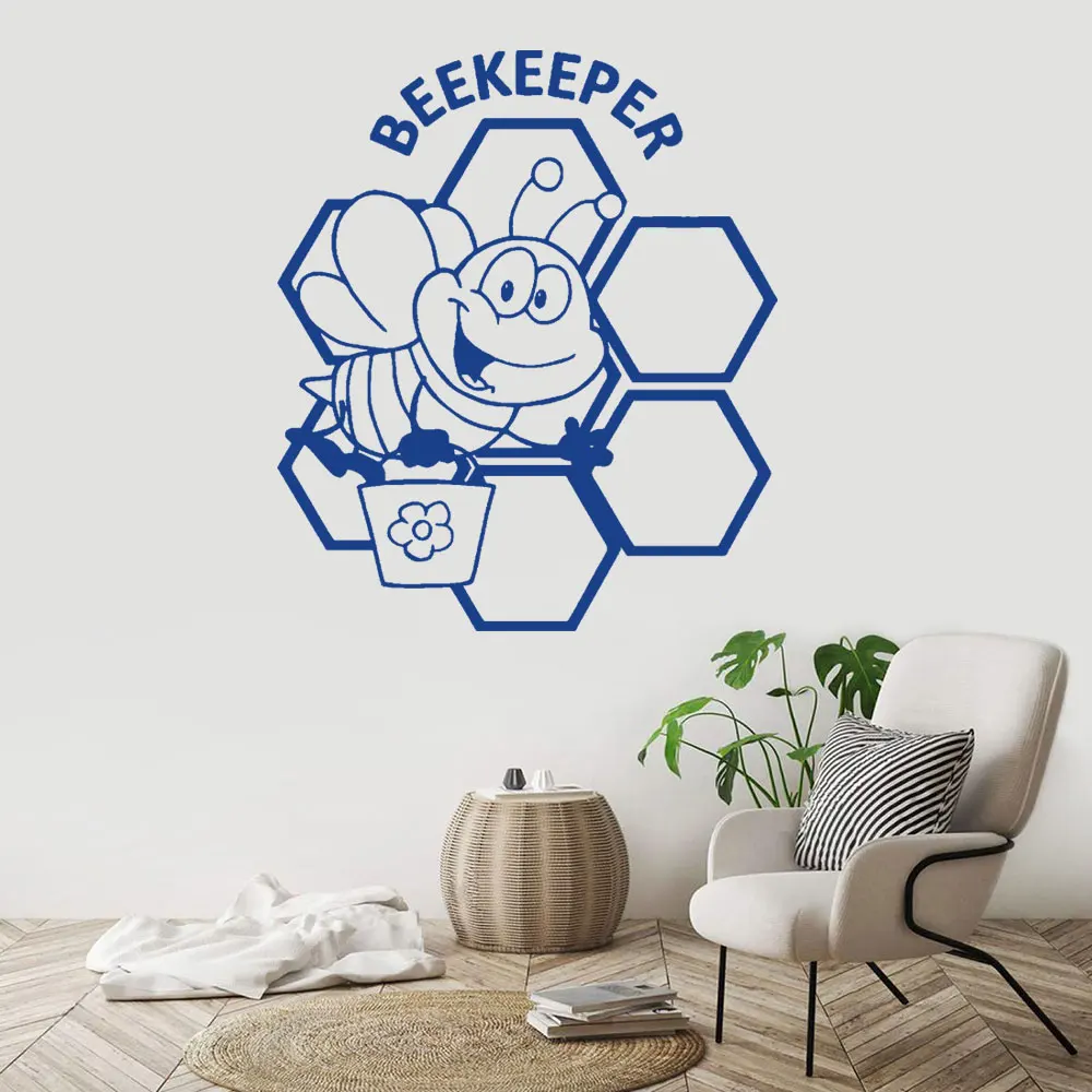 

Animals Bee Wall Sticker Vinyl Decal Decor Cartoon Creative Beekeeper Decor Living Room Bedroom Removable Sticker Mural DW11540