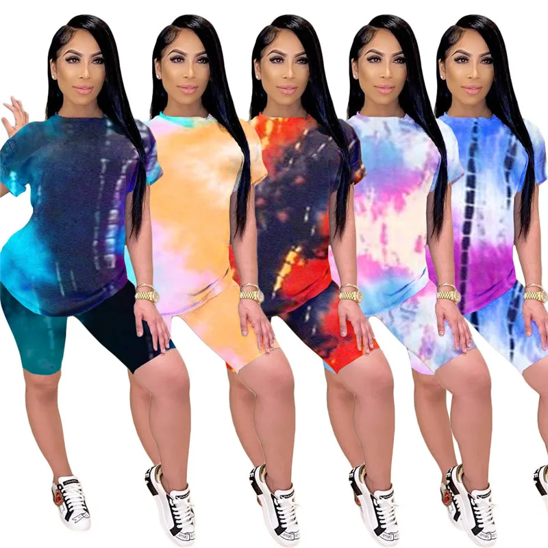 Женский комплект из двух предметов для фитнеса футболка с принтом в виде