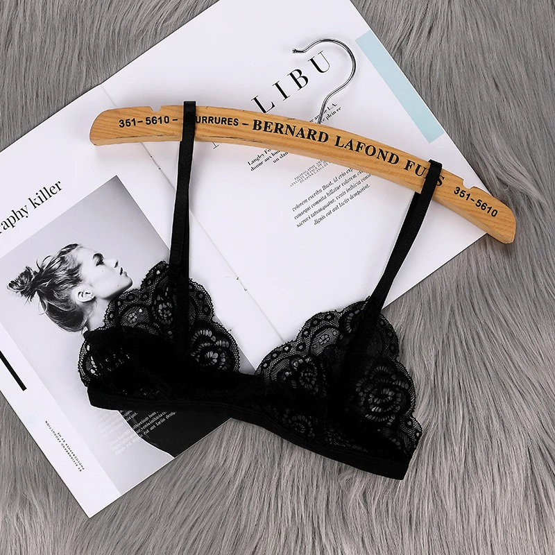 

Women Ultra Thin Sexy Lace Bras Without Chest Pad Fashion Sexy Lace Transparent Bralette Push Up Bra Cutout Back Buckle Tube Top