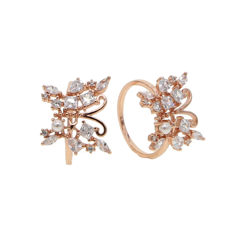 Трендовые кольца с маленькими бабочками, жемчугом и кубическим цирконием, изящное кольцо для женщин, свадебная вечеринка, милые аксессуары для пальцев, дешево.