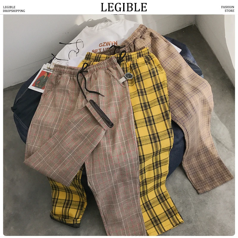 Женские брюки в клетку стиле Харадзюку | Женская одежда